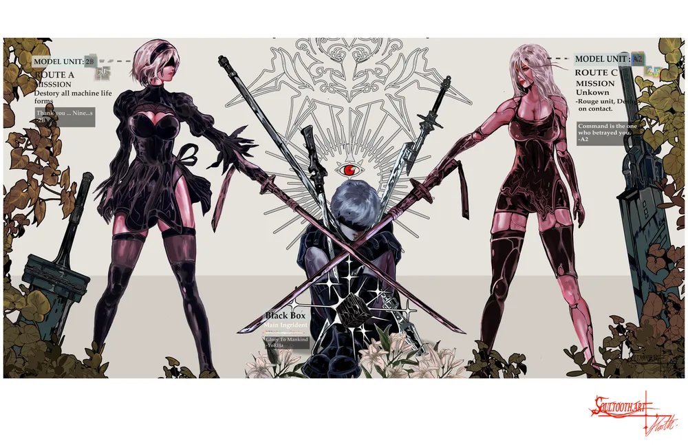 2B / A2 — NieR art by Soultooth