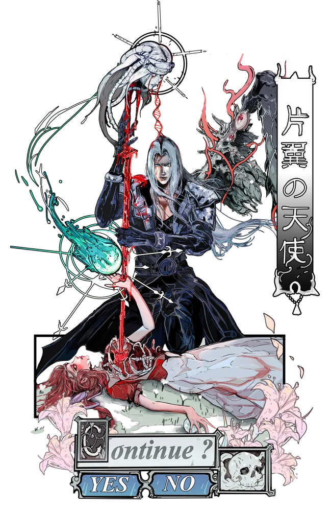 Sephiroth / Aerith — Final Fantasy VII art by Soultooth